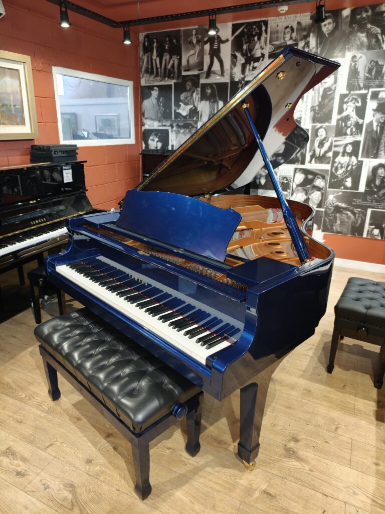 Yamaha C3 Grand Piano | c.2007 | Custom Polished Metallic Blue Polyester